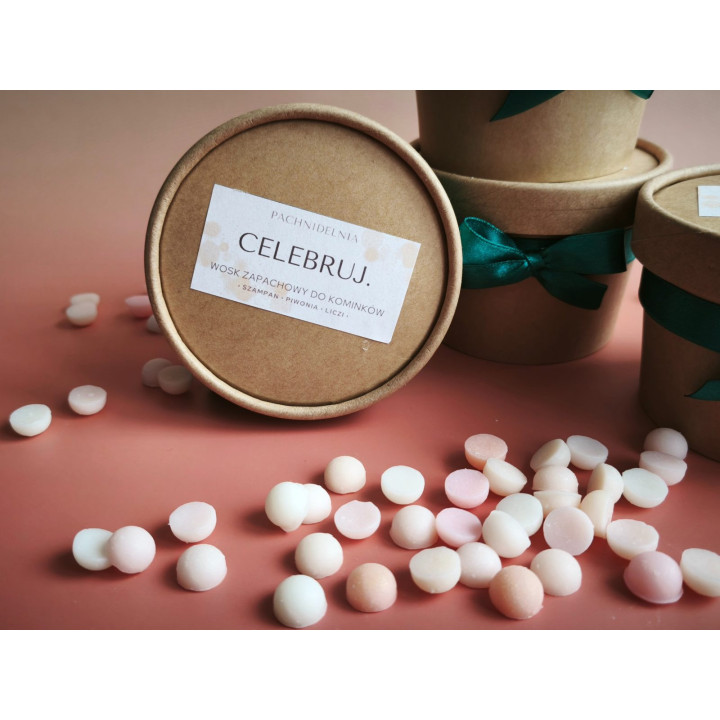 CELEBRUJ. – zestaw zapachowy limitowany z kominkiem | szampan • piwonia • liczi | Pachnidelnia