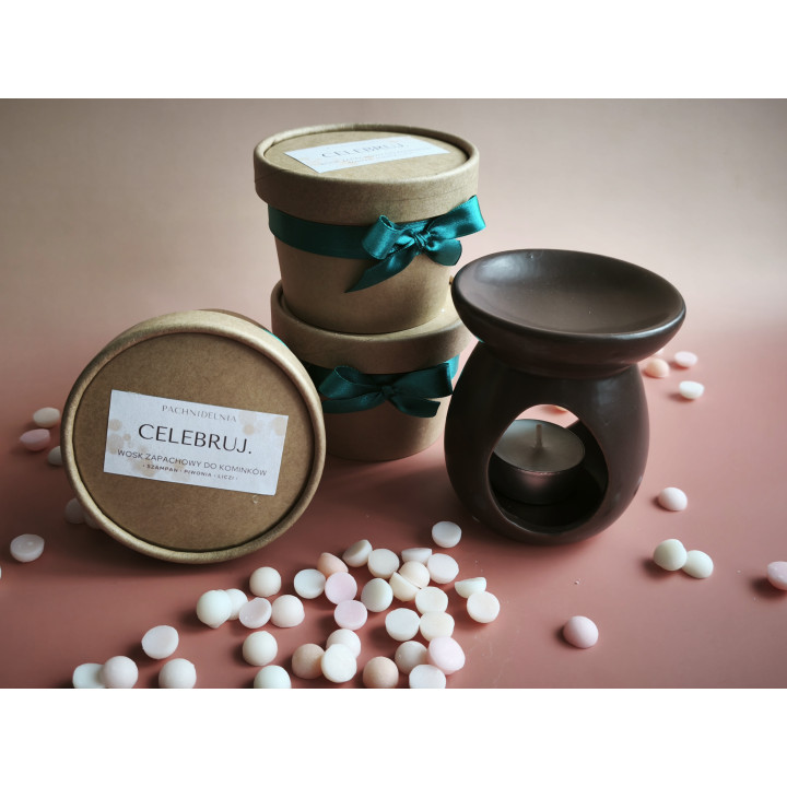 CELEBRUJ. – zestaw zapachowy limitowany z kominkiem | szampan • piwonia • liczi | Pachnidelnia