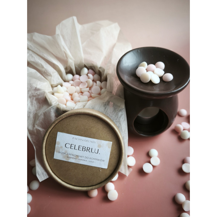CELEBRUJ. – zestaw zapachowy limitowany z kominkiem | szampan • piwonia • liczi | Pachnidelnia