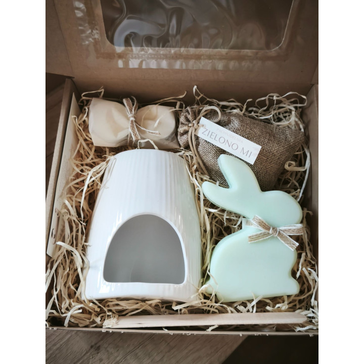 ZIELONO MI - duży wiosenny zestaw zapachowy (kominek + wosk + saszetka + tealighty) | konwalia • jaśmin • piwonia | Pachnidelnia