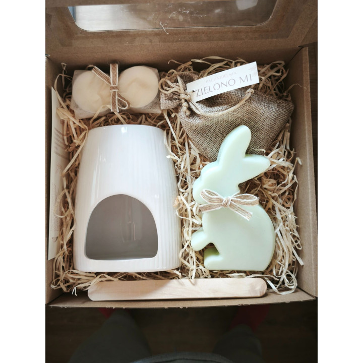 ZIELONO MI - duży wiosenny zestaw zapachowy (kominek + wosk + saszetka + tealighty) | konwalia • jaśmin • piwonia | Pachnidelnia