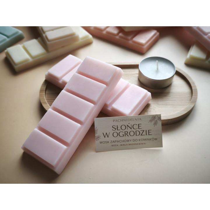 SŁOŃCE W OGRODZIE – wosk zapachowy | róża • biała brzoskwinia
